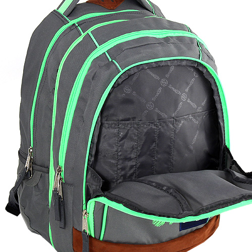 Školní batoh Smash 2v1 šedý, zelené zipy