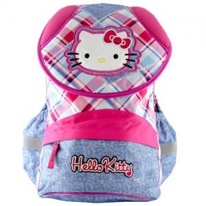 Školní batoh Hello Kitty růžový s modrým jeans