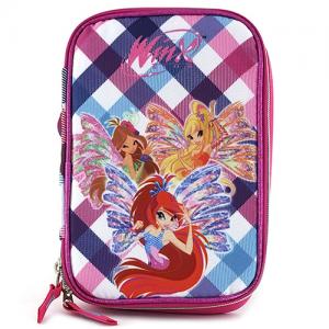 Školní penál s náplní Winx Club jednopatrový barevné kostky